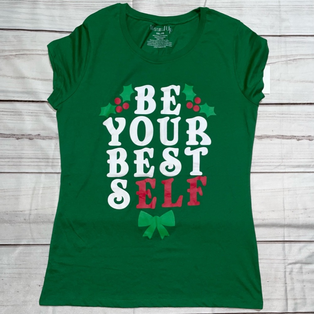 (XXL) 19 Junior Women T-shirt Top Xmas Wound Up Best Self Green